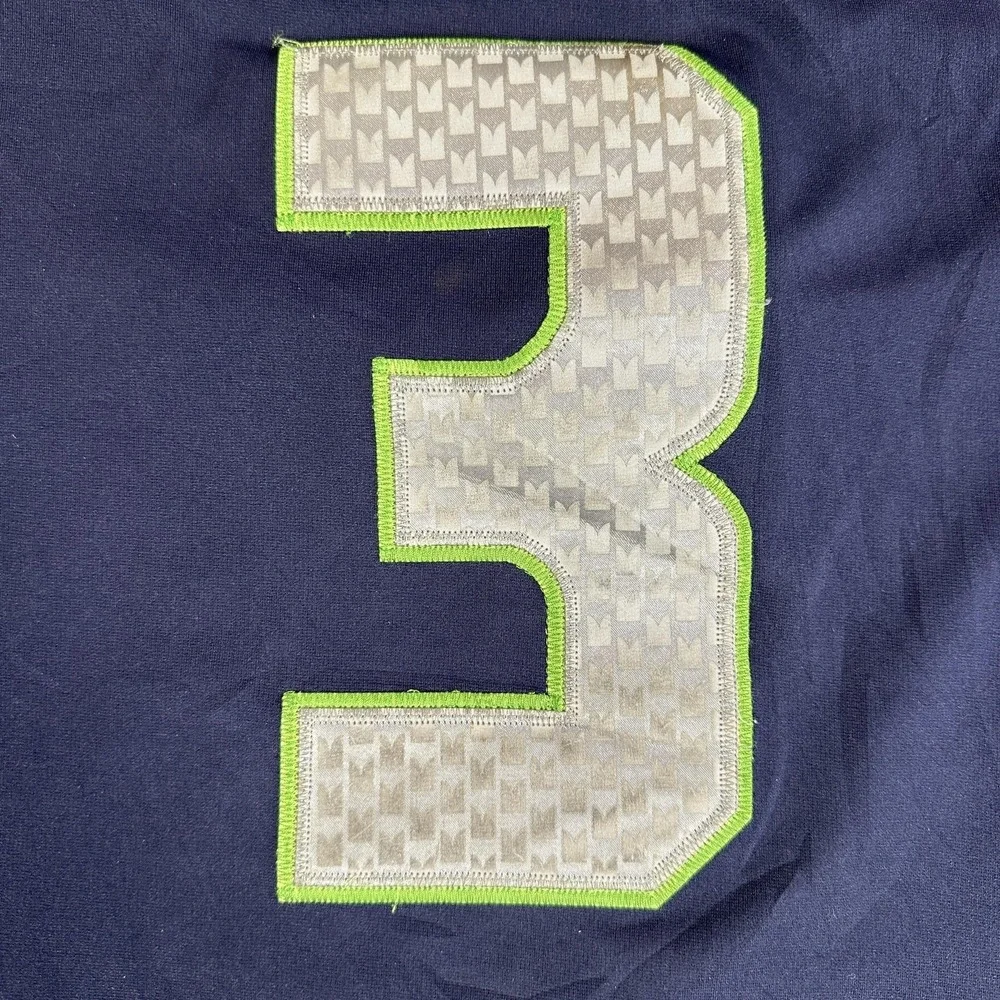 Seattle Seahawks Jersey Mens 52 Blue NFL Football Russell Wilson 3 Nike On Field
